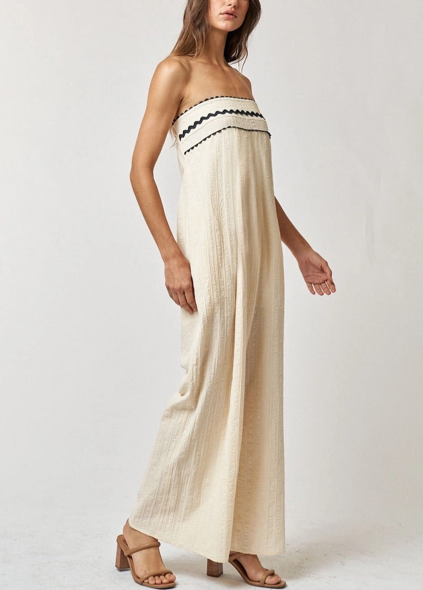 Vanilla Wide Leg Strapless Jumpsuit
