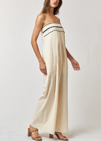 Vanilla Wide Leg Strapless Jumpsuit