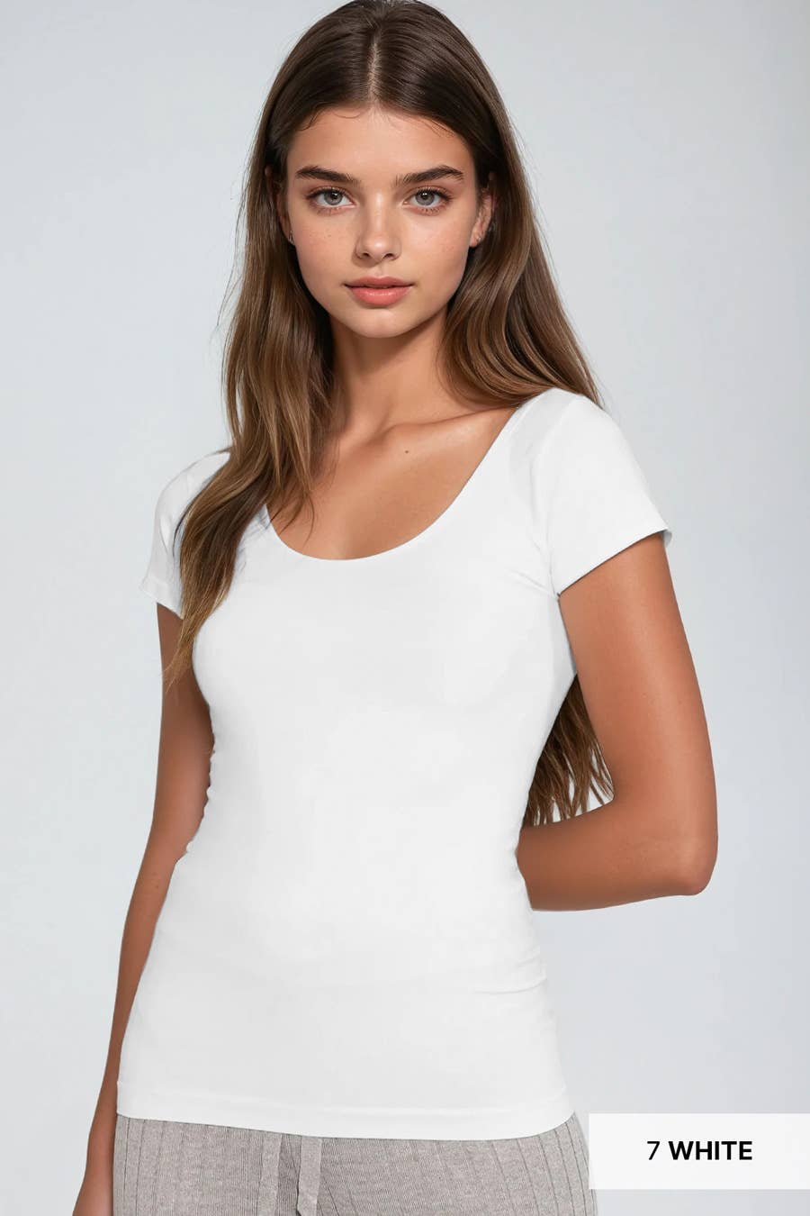 Essential Cap Sleeve White Scoop Neck Top