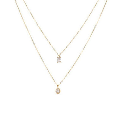 Layered Gold Dual Rhinestone Necklace