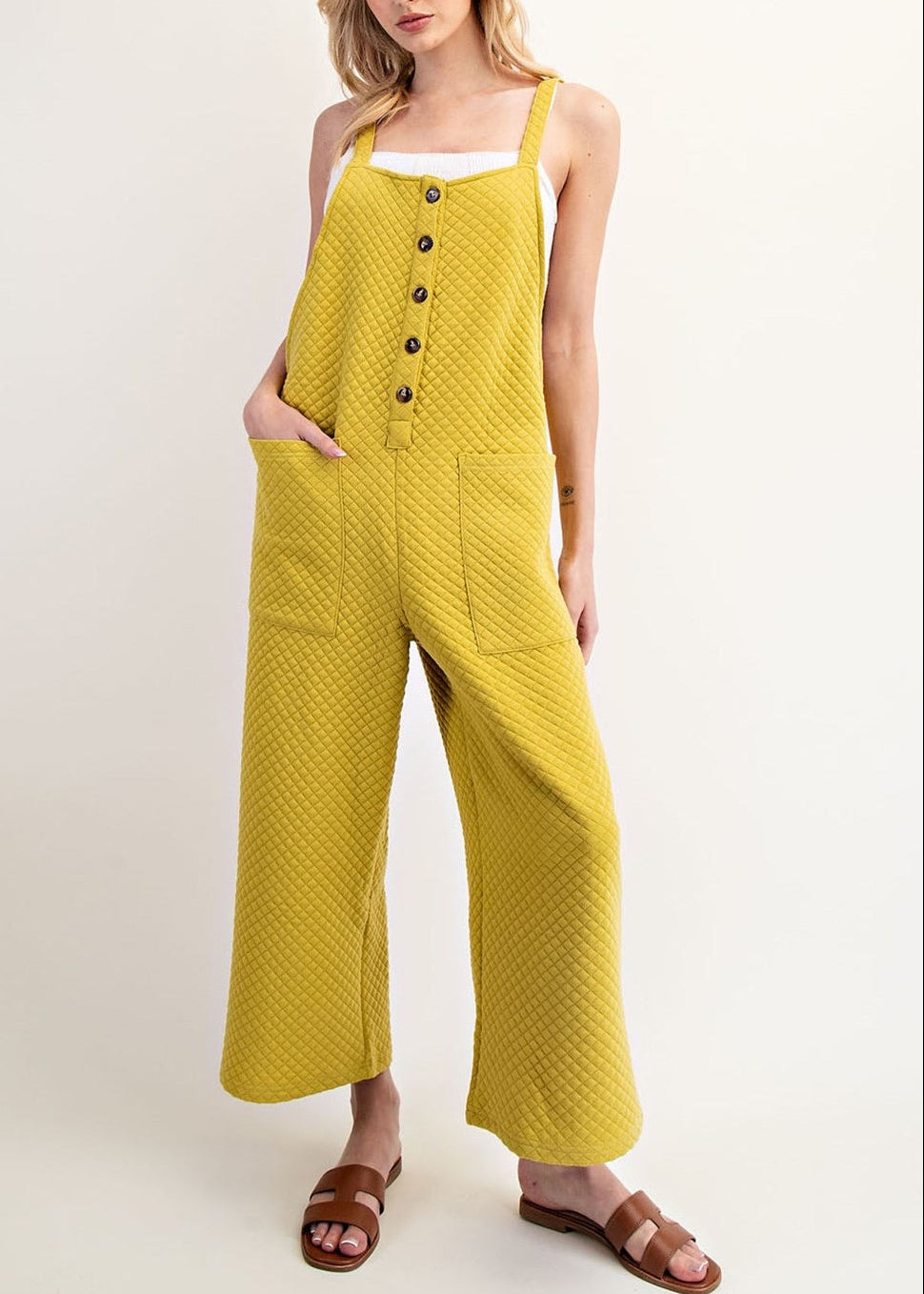 Go Anywhere Textured Jumpsuit in Avocado 