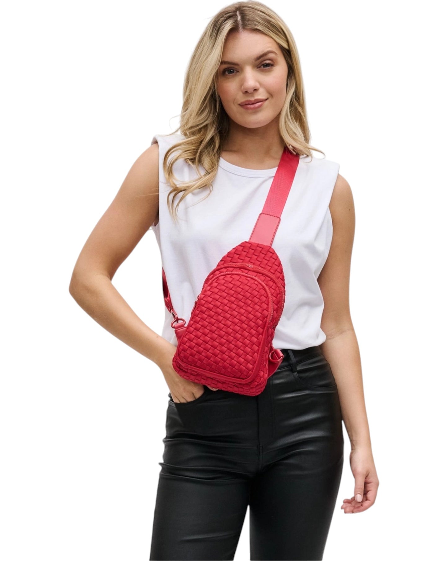 Beyond the Horizon Women's Woven Sling Crossbody / Backpack - Red