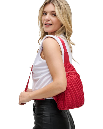 Beyond the Horizon Women's Woven Sling Crossbody / Backpack - Red
