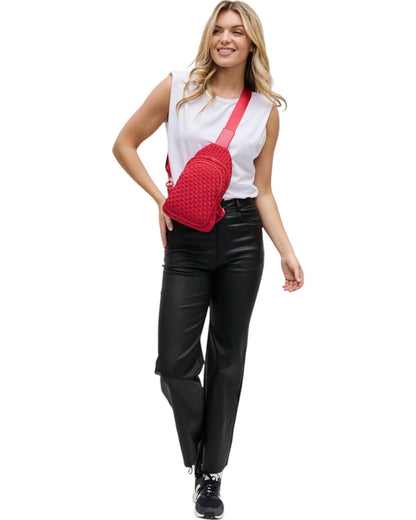 Beyond the Horizon Women's Woven Sling Crossbody / Backpack - Red