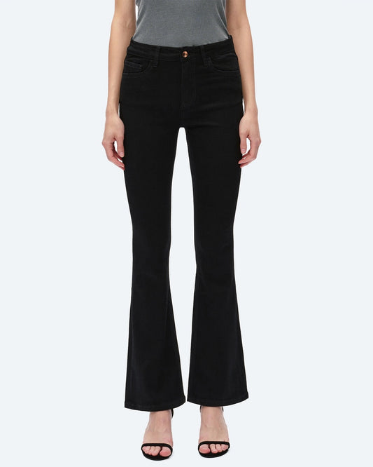 Mid-Rise Super Stretch Bootcut Jeans in Black