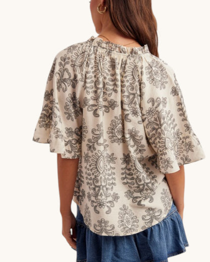 Vintage Ink Floral Top