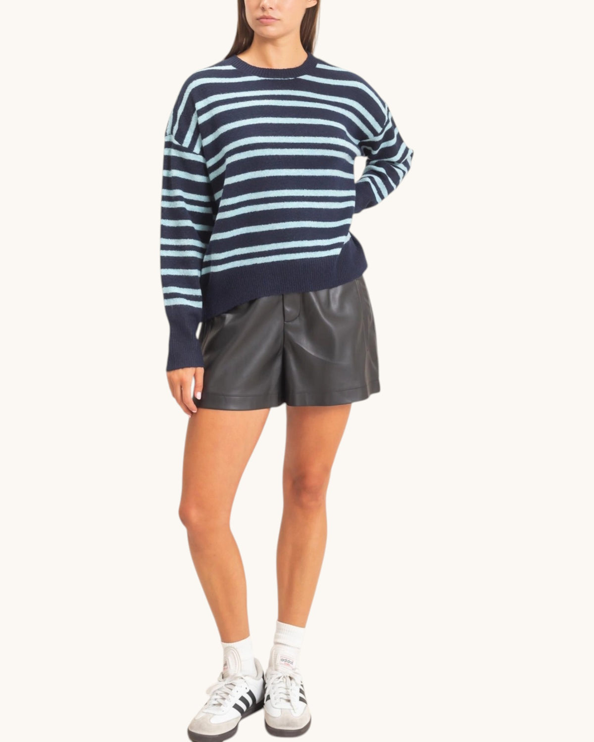 Into the Blue Striped Crew Sweater