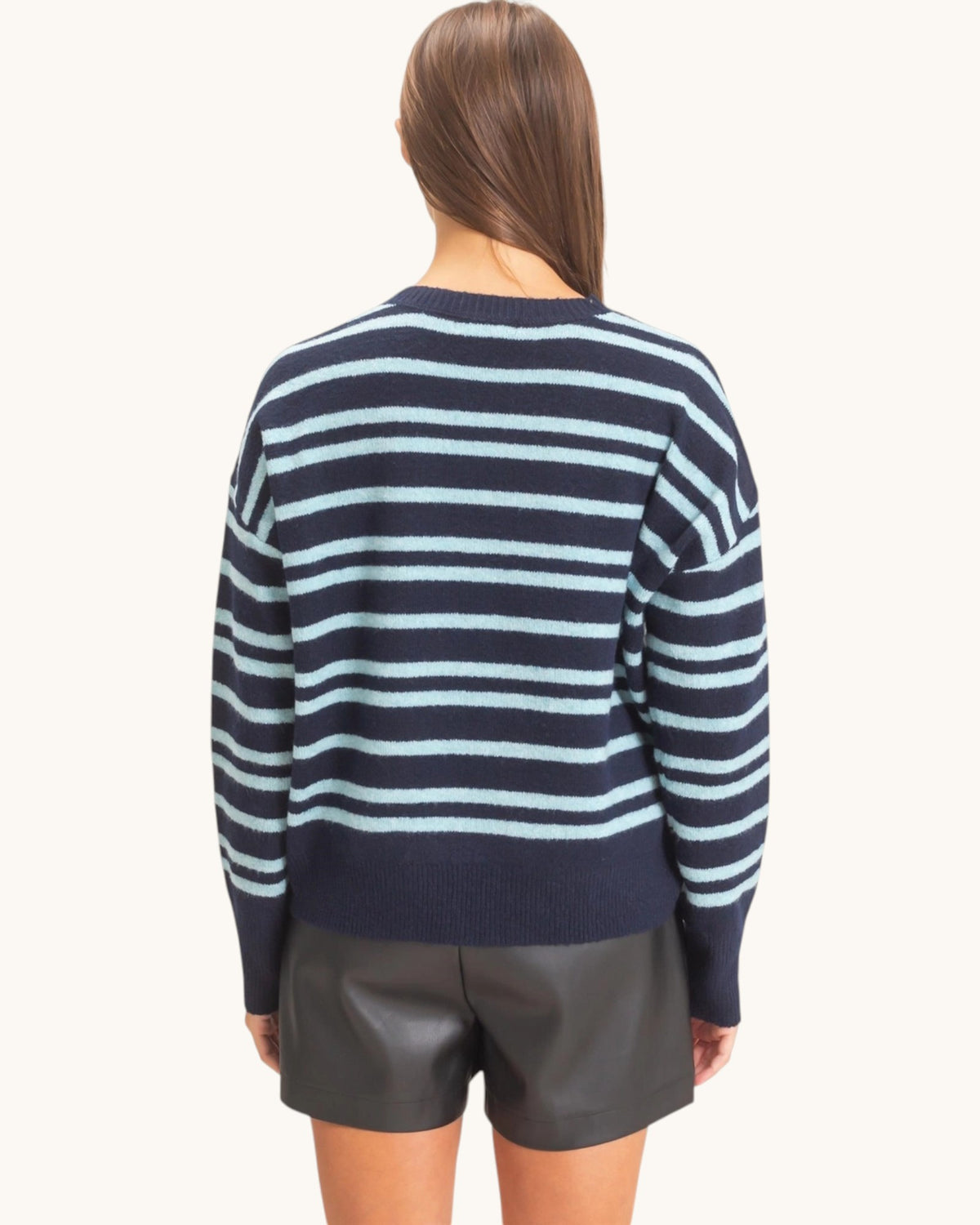 Into the Blue Striped Crew Sweater