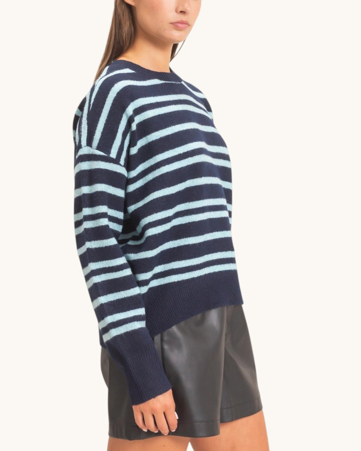 Into the Blue Striped Crew Sweater