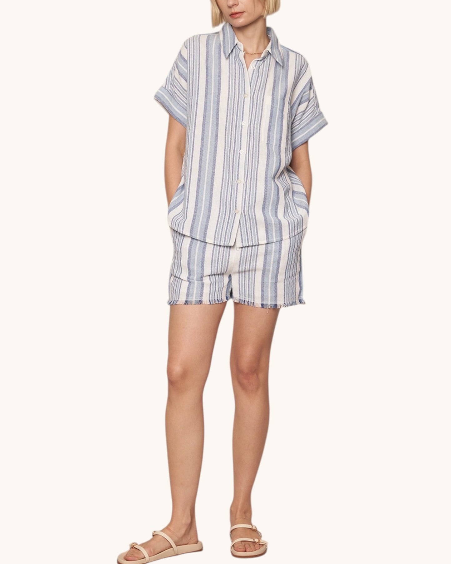 By the Sea Striped Cotton Shorts