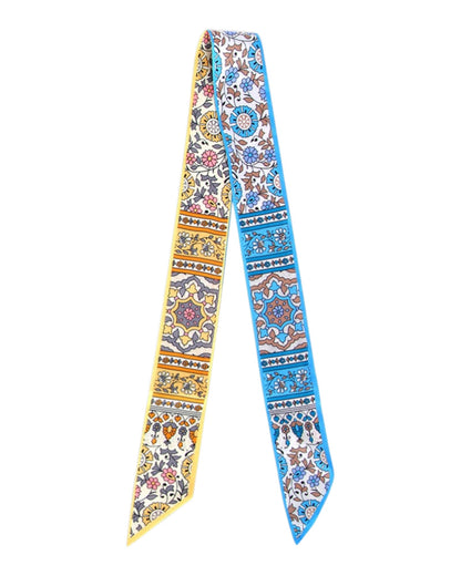 Slim Printed Skinny Ribbon Scarf (Multiple Prints/Colors)