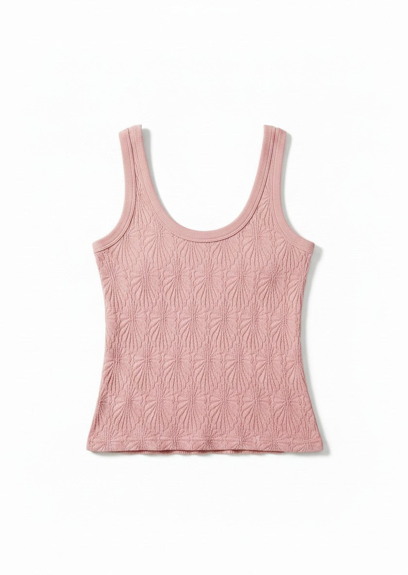 Pink tank top on a white background.