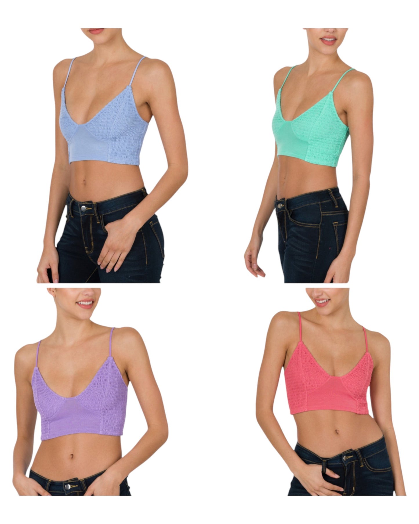 Smocked Triangle Layering Bralette