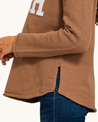 Side view of a brown textured sweat