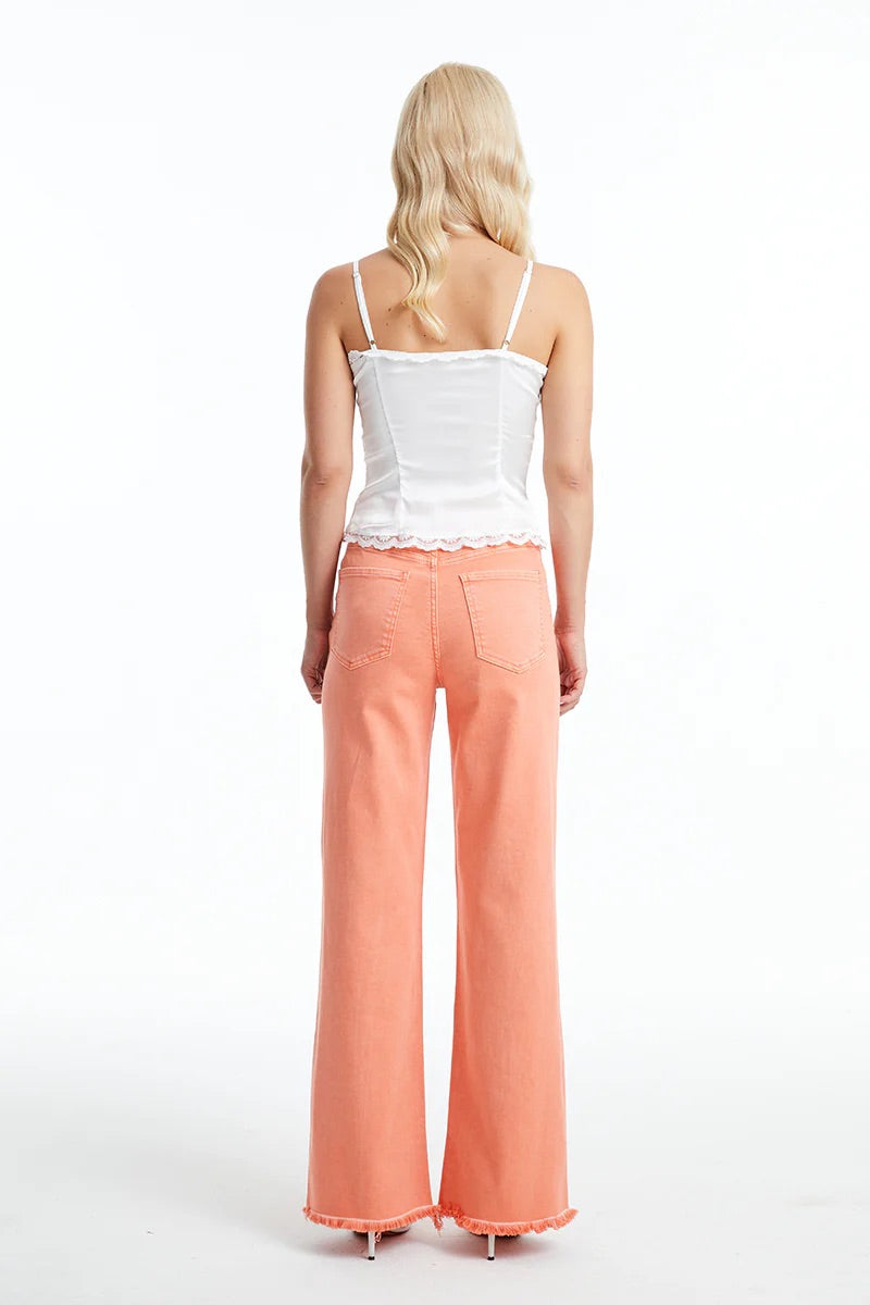 Bayeas High-Rise Coral Wide Leg Jeans