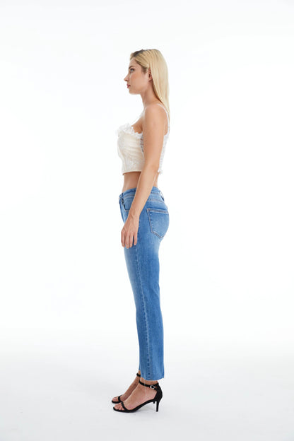 Mid Rise Stretch Crop Jean (Medium Blue)