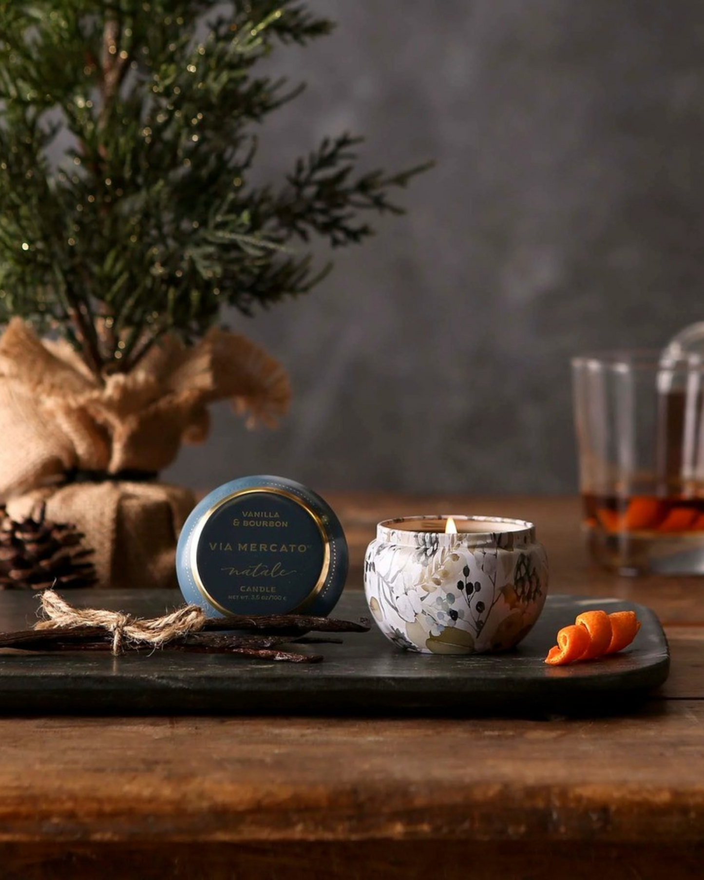 Via Mercato Vanilla & Bourbon Travel Candle Tin (3.5oz)