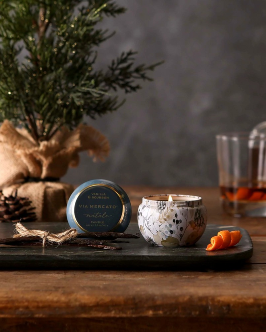 Via Mercato Vanilla & Bourbon Travel Candle Tin (3.5oz)