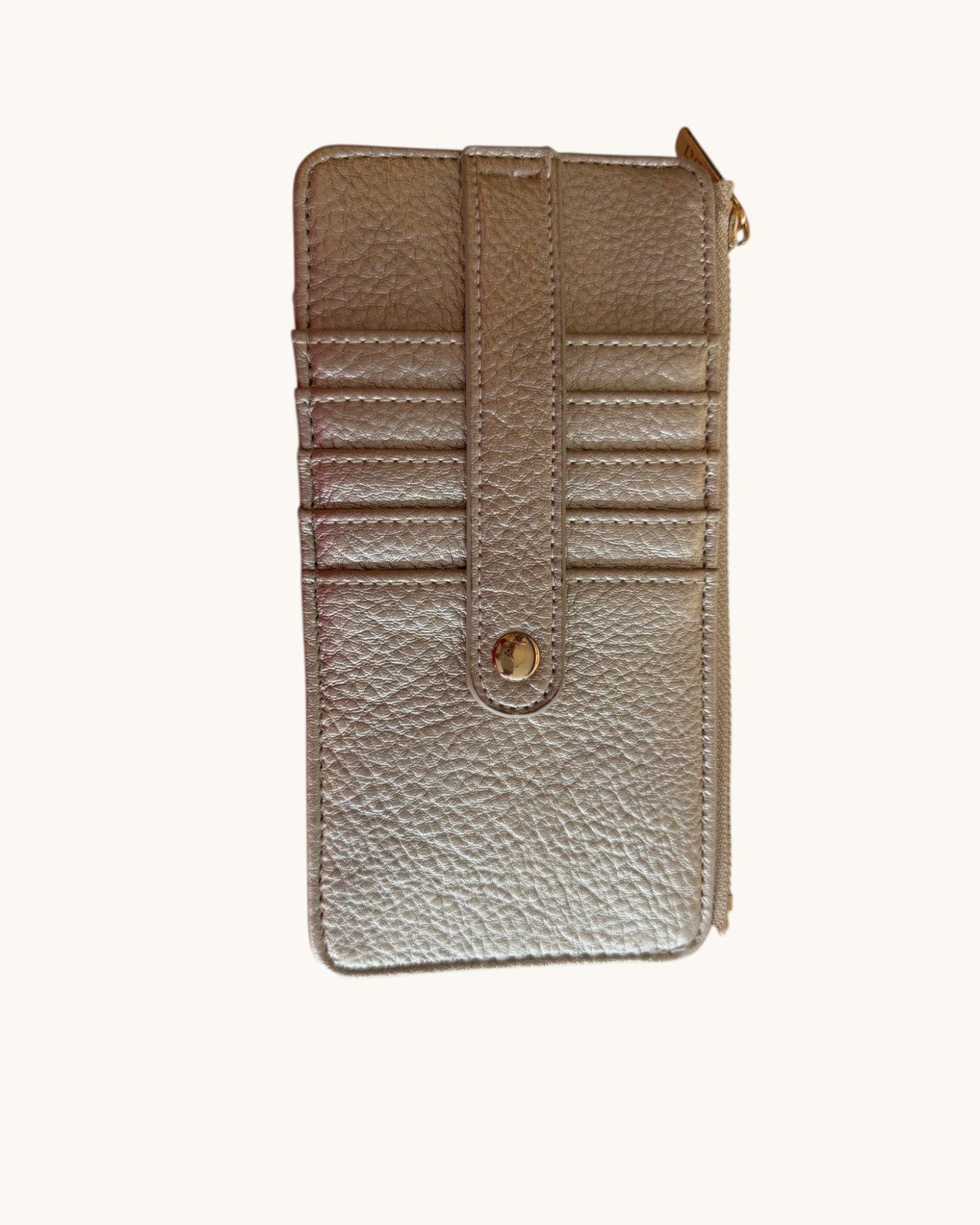 Leather wallet with a zipper on a white background