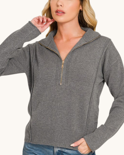 Grey Area 1/2 Zip Pullover Sweater
