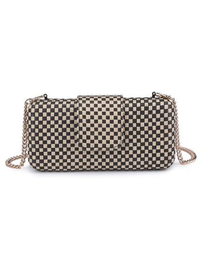 Michelle Black and Natural Checkered Clutch