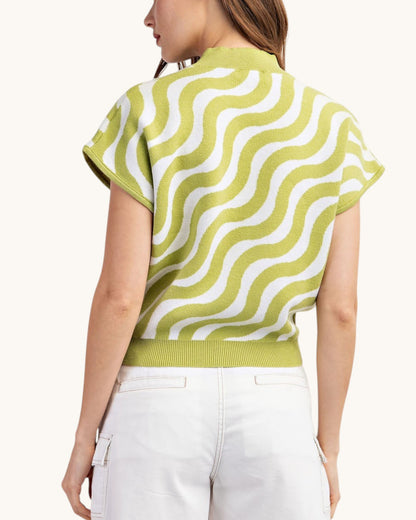 Lime Swirl Summer Sweater, back view.