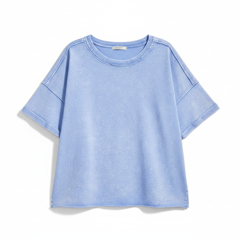 Light blue t-shirt on a white background.