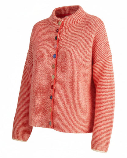 Cozy Striped Colorful Buttons Sweater