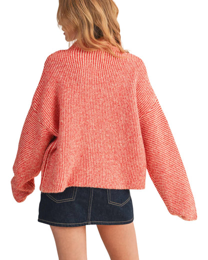 Cozy Striped Colorful Buttons Sweater