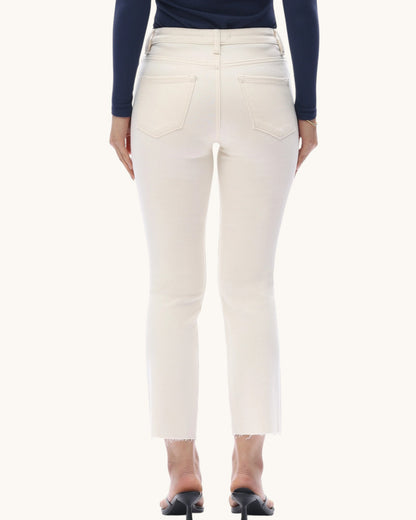 Bayeas Elowen Cream Mid-Rise Straight Crop Jean