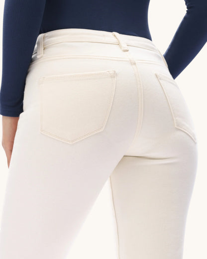 Bayeas Elowen Cream Mid-Rise Straight Crop Jean