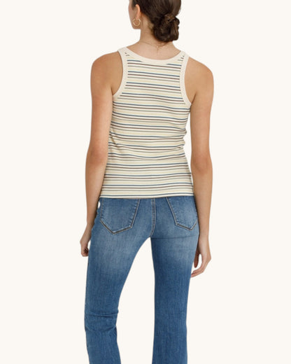 Back view of the Daytrip Multi-Color Striped Ribbed Tank Top.