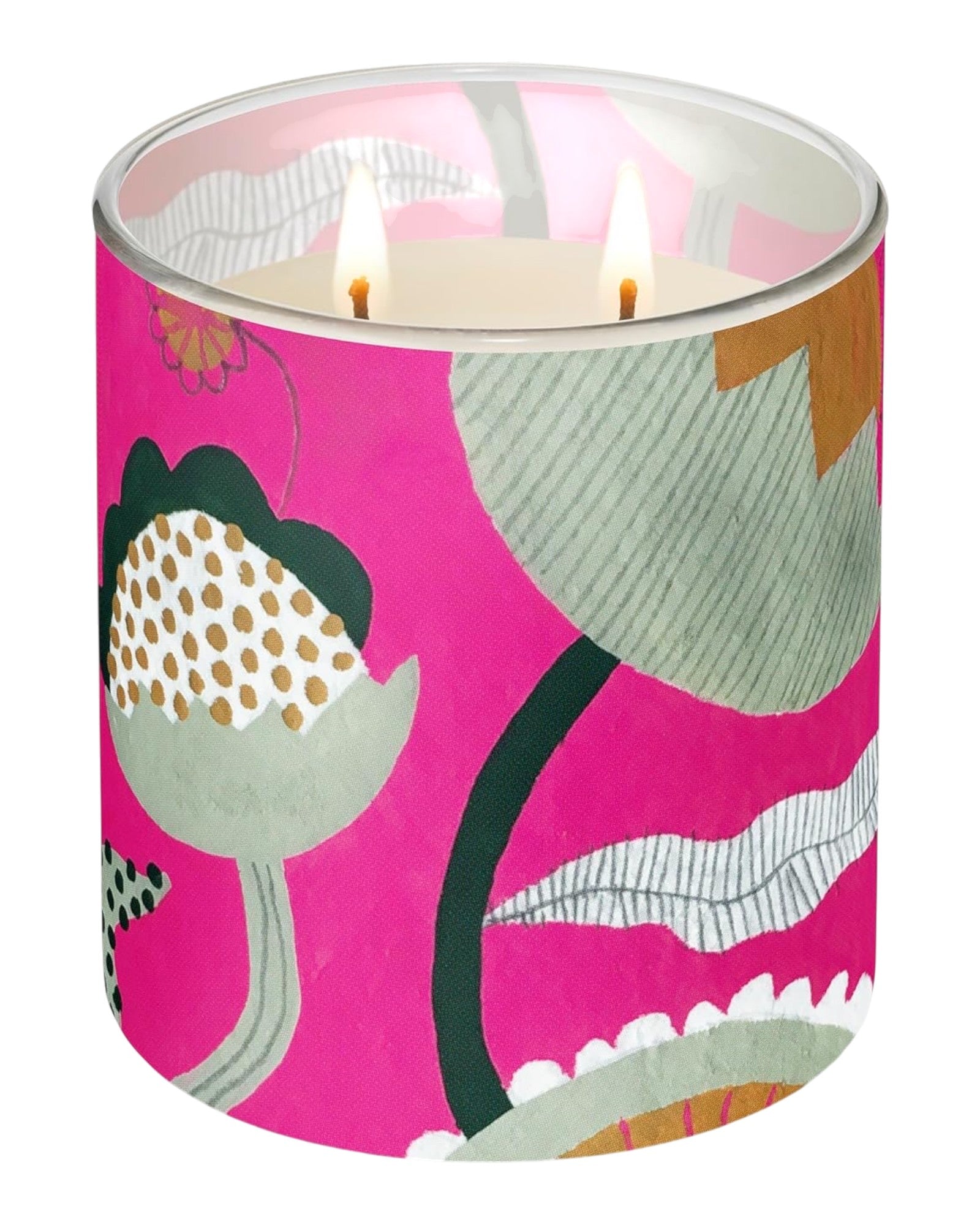 Forest Flora artist glass candle with botanical scent.