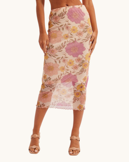 Sunday Bouquet Midi Mesh Skirt