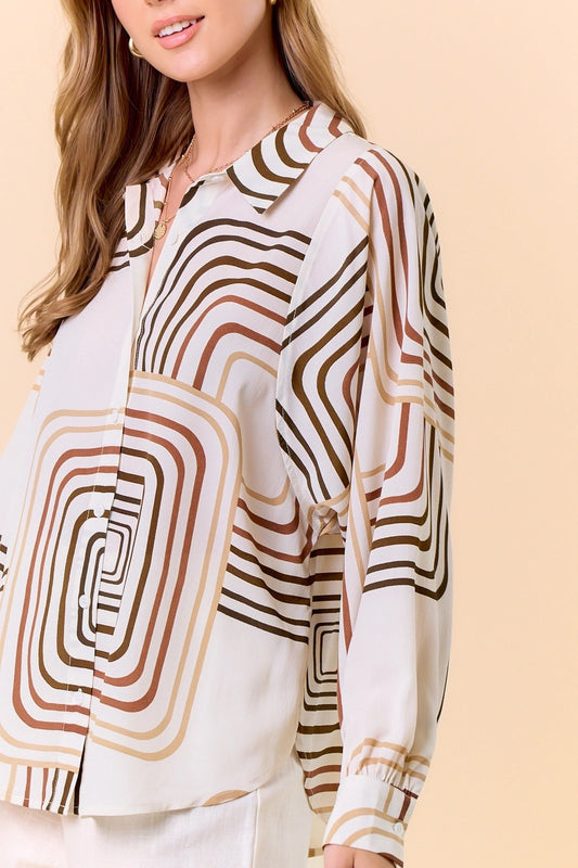 Gallery Swirl Geometric Satin Shirt