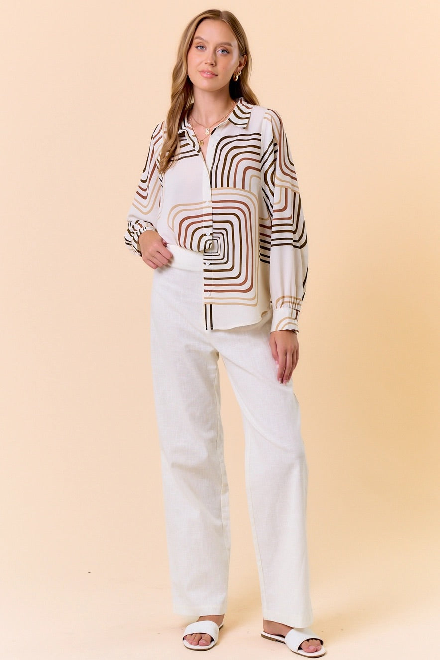 Gallery Swirl Geometric Satin Shirt