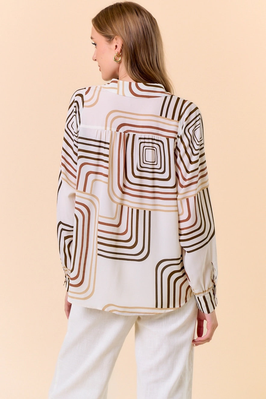 Gallery Swirl Geometric Satin Shirt