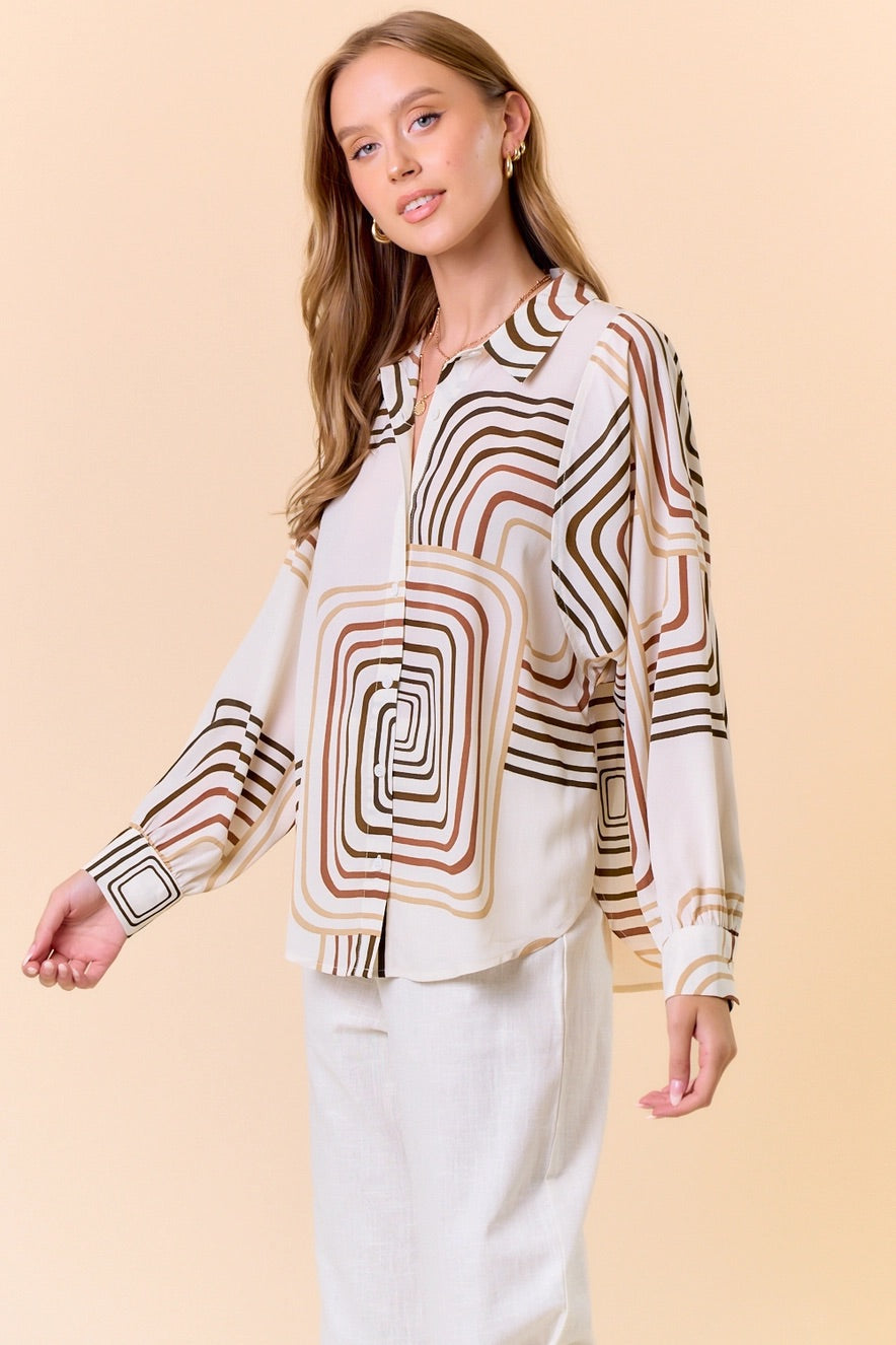 Gallery Swirl Geometric Satin Shirt