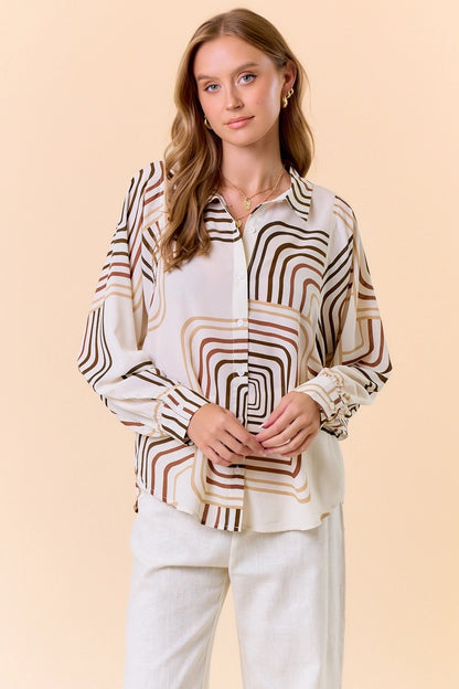 Gallery Swirl Geometric Satin Shirt