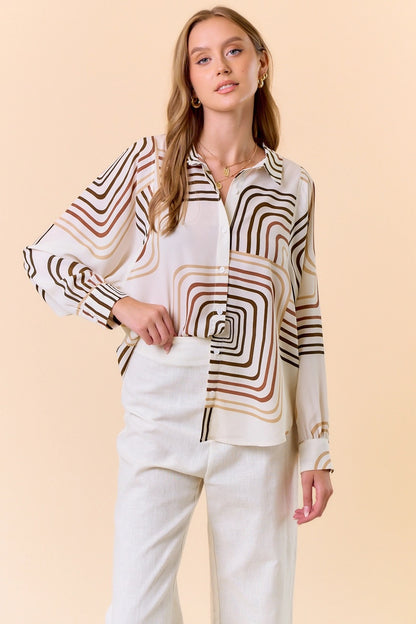 Gallery Swirl Geometric Satin Shirt