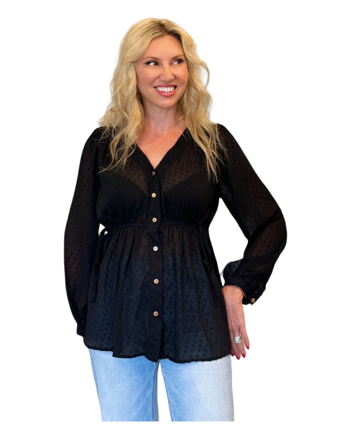 Enchanted Shadows Bohemian Style Button Up Top