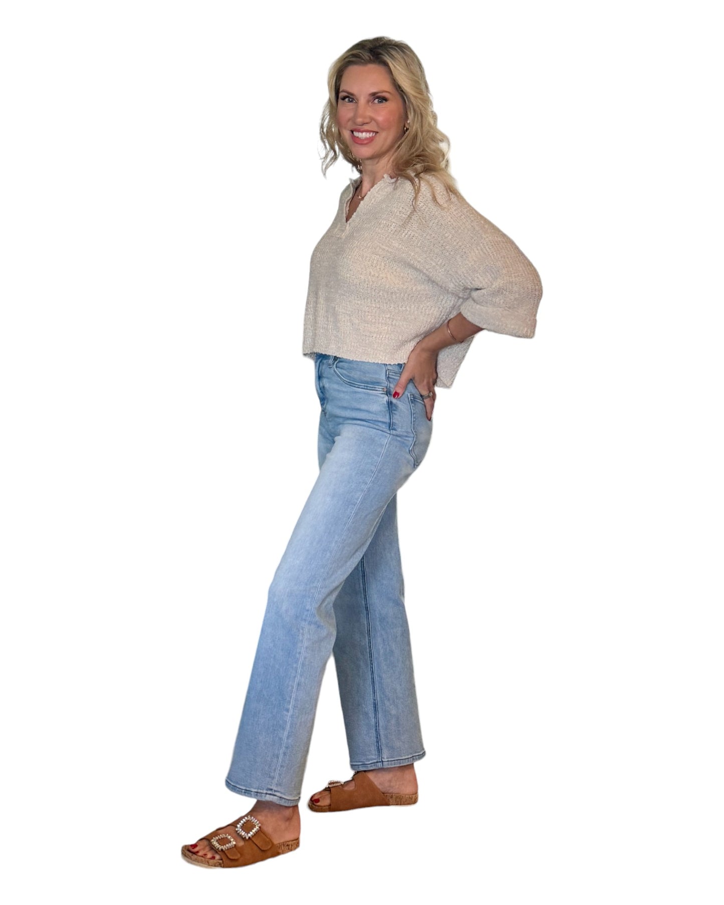 Roll With It Cropped Oatmeal Sweater