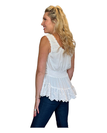 Dove Ruffle and Romance Eyelet Tank Top