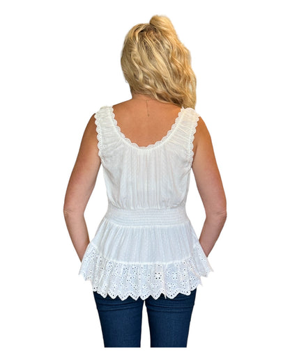 Dove Ruffle and Romance Eyelet Tank Top