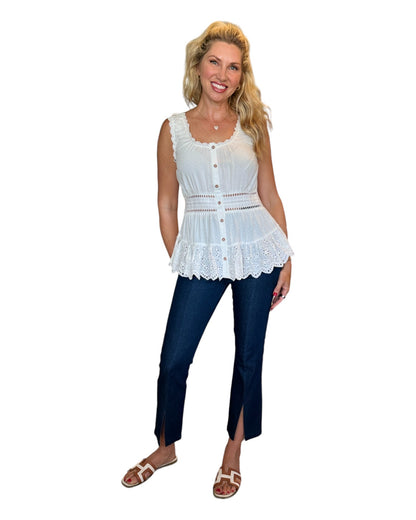 Dove Ruffle and Romance Eyelet Tank Top