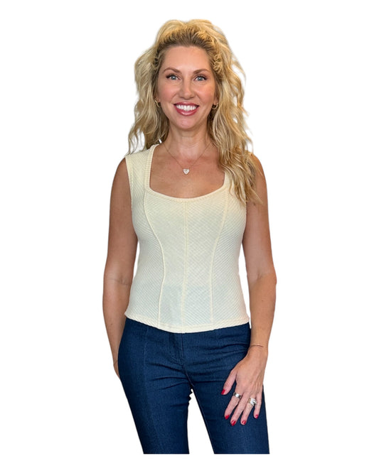 Ivory Coast Ribbed Knit Sleeveless Top