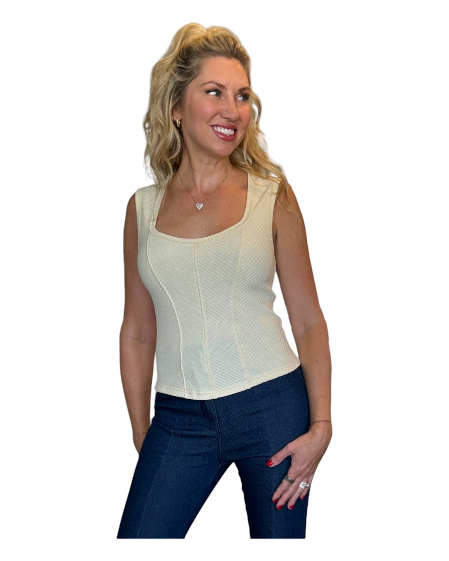 Ivory Coast Ribbed Knit Sleeveless Top