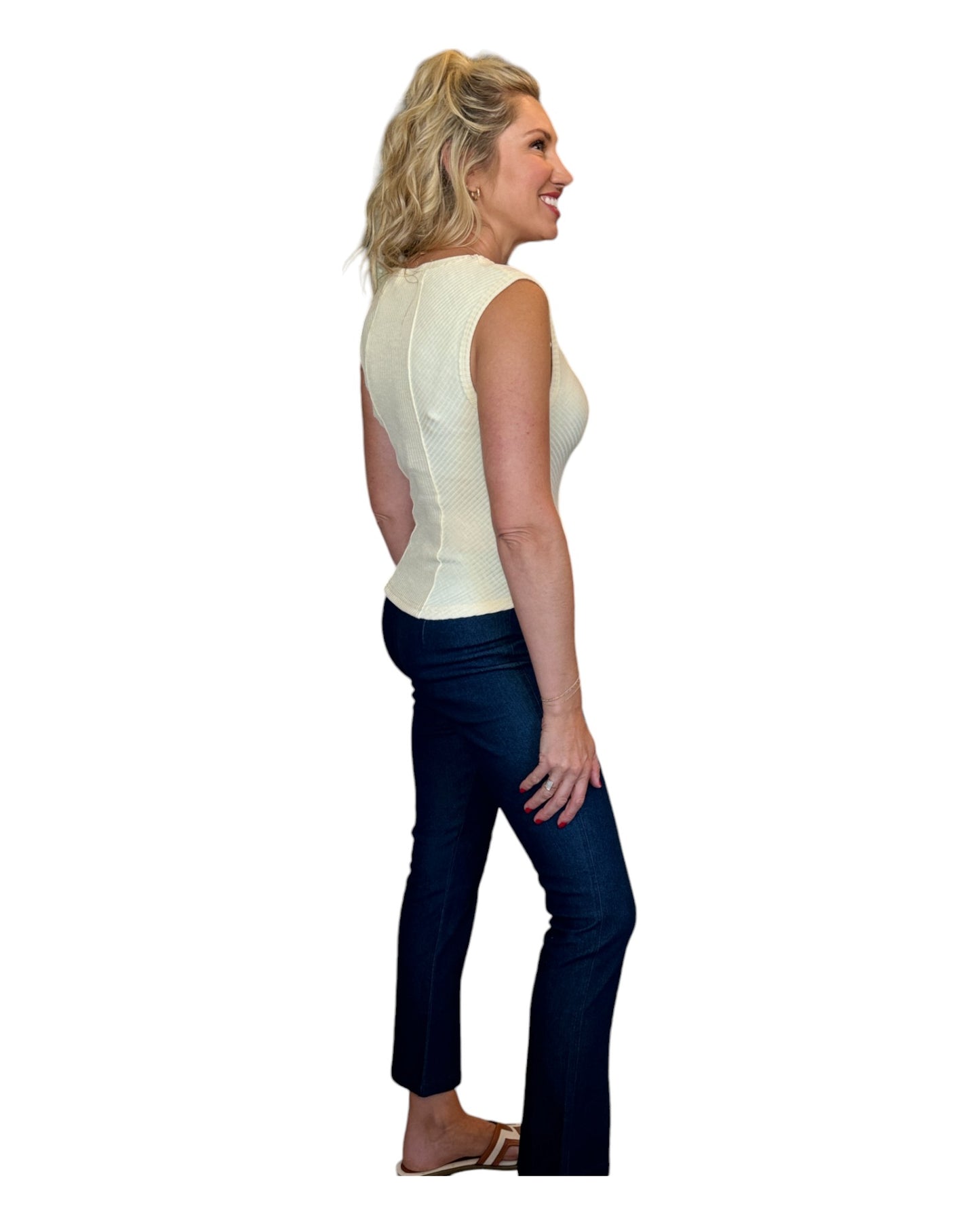 Ivory Coast Ribbed Knit Sleeveless Top
