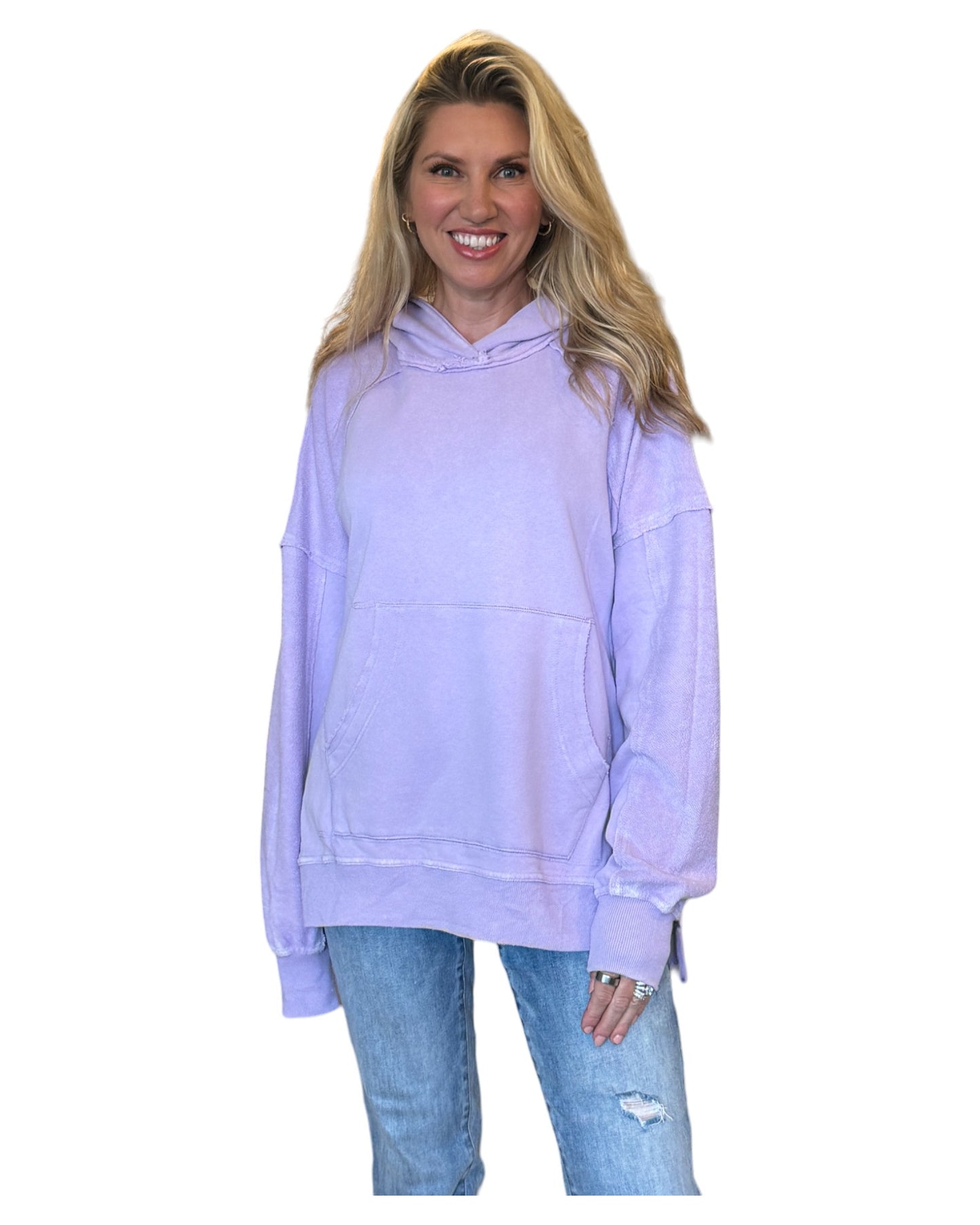 Nikki 100% Cotton Washed Lilac Hoodie
