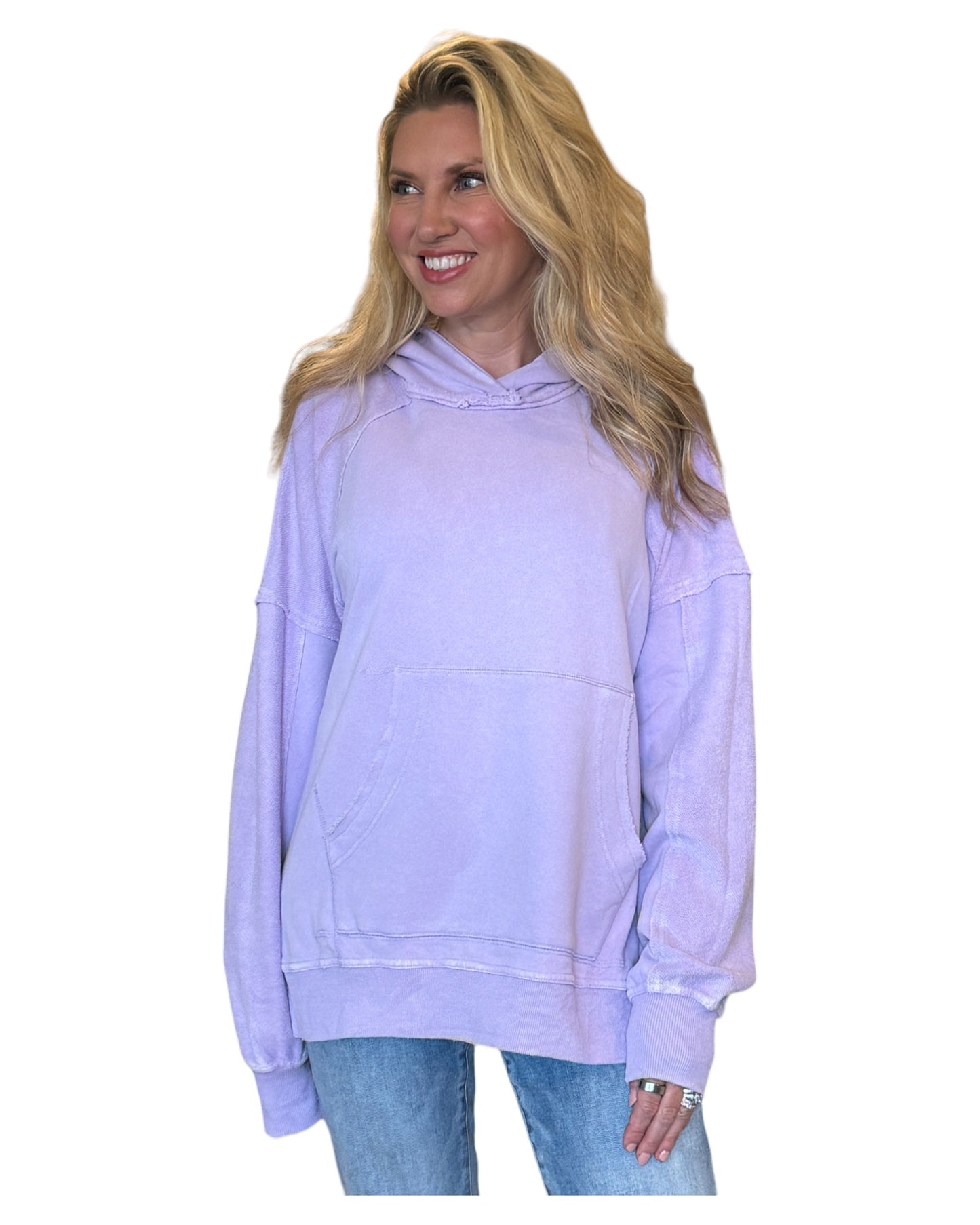 Nikki 100% Cotton Washed Lilac Hoodie